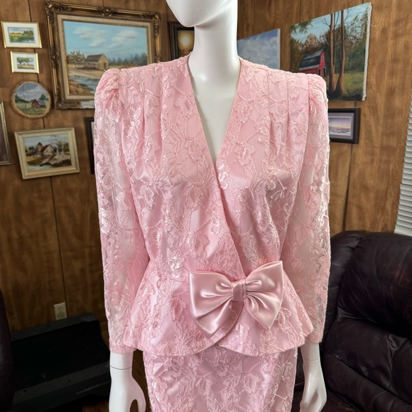 Vintage Lace Barbiecore Jacket and Skirt Set - Picture 2 of 10